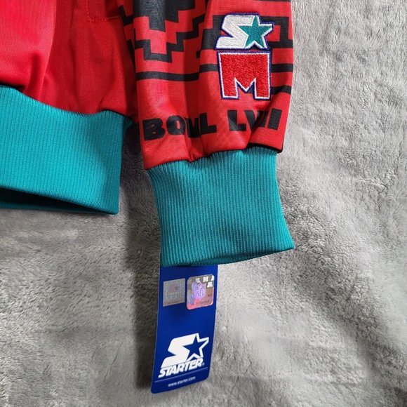 Starter Red Michael Strahan NFL Super Bowl LVII Embroidered Track Jacket Sz L - Picture 9 of 14